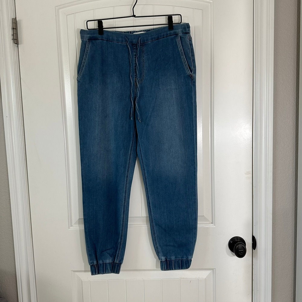 Jen7 The‎ Weekender Denim Joggers Drawstring Waist Size 6